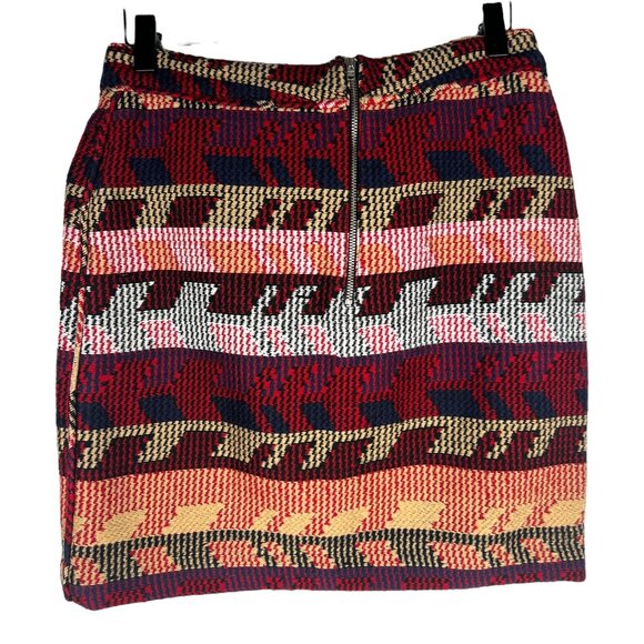 Maje Jakarto Rouge Mini Pencil Skirt in Red Jacquard Tweed Size FR 36 US S or 4 - Picture 8 of 9